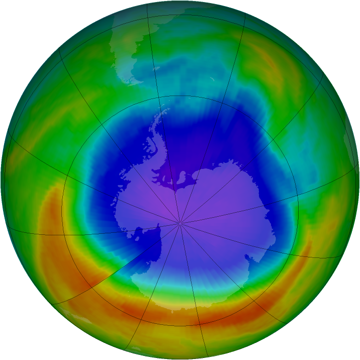 Antarctic ozone map for 15 October 1987